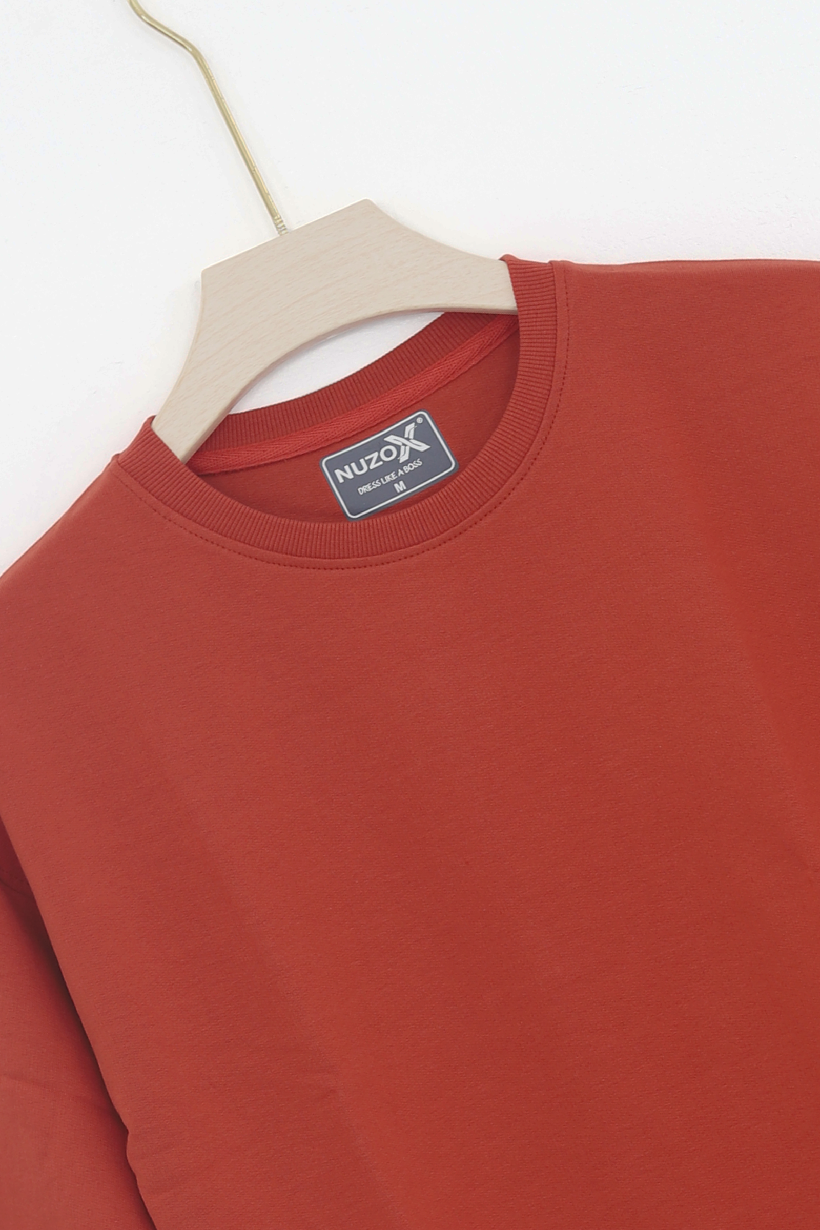 Cotton Highsleeve Plain T-Shirt (Rust )